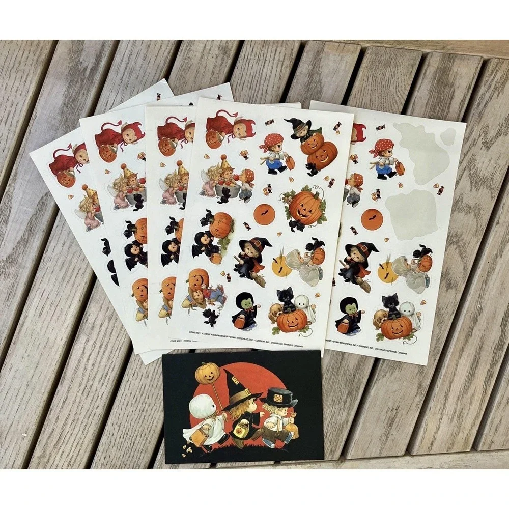 Vintage Stickers Halloween Morehead Teenie Halloweenies  1997 Current Plus Card